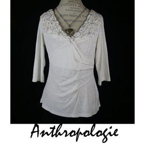 Anthro One September Ruffle Floating Clouds Blouse